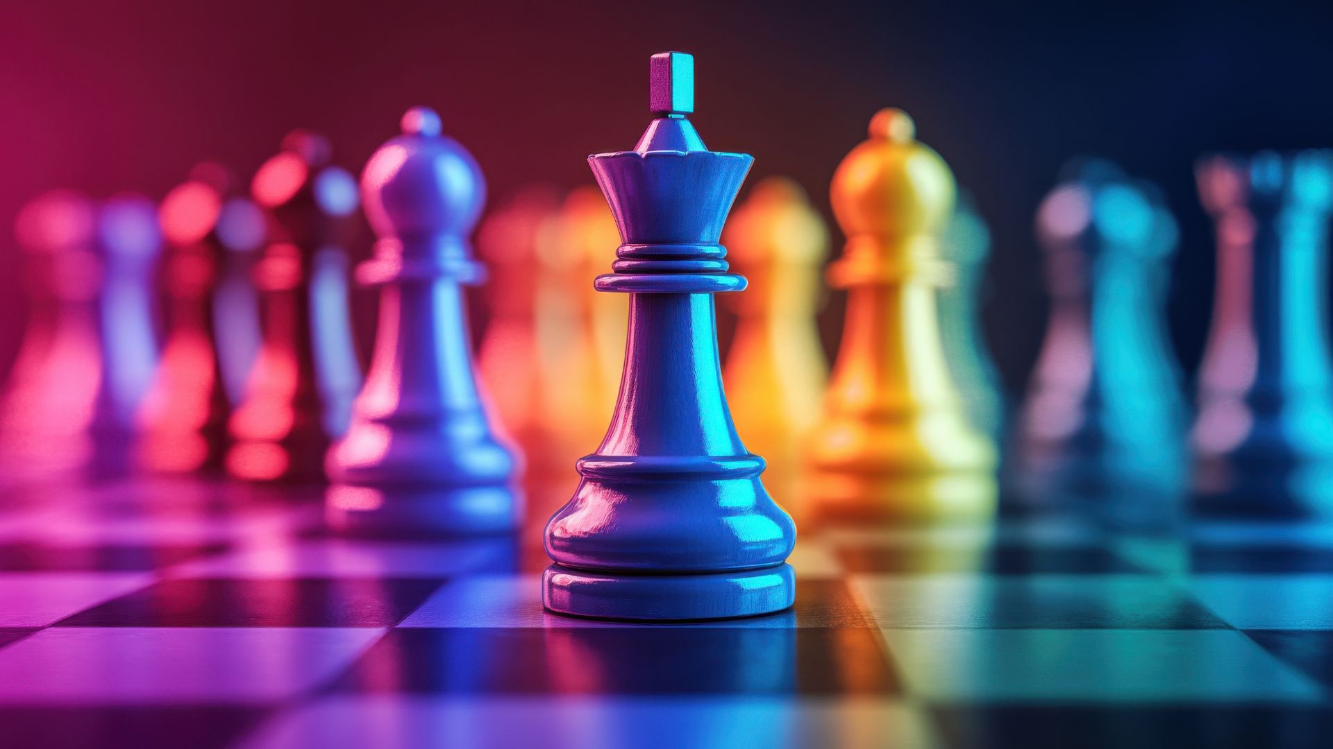 Colourful chess piece indicating strategy