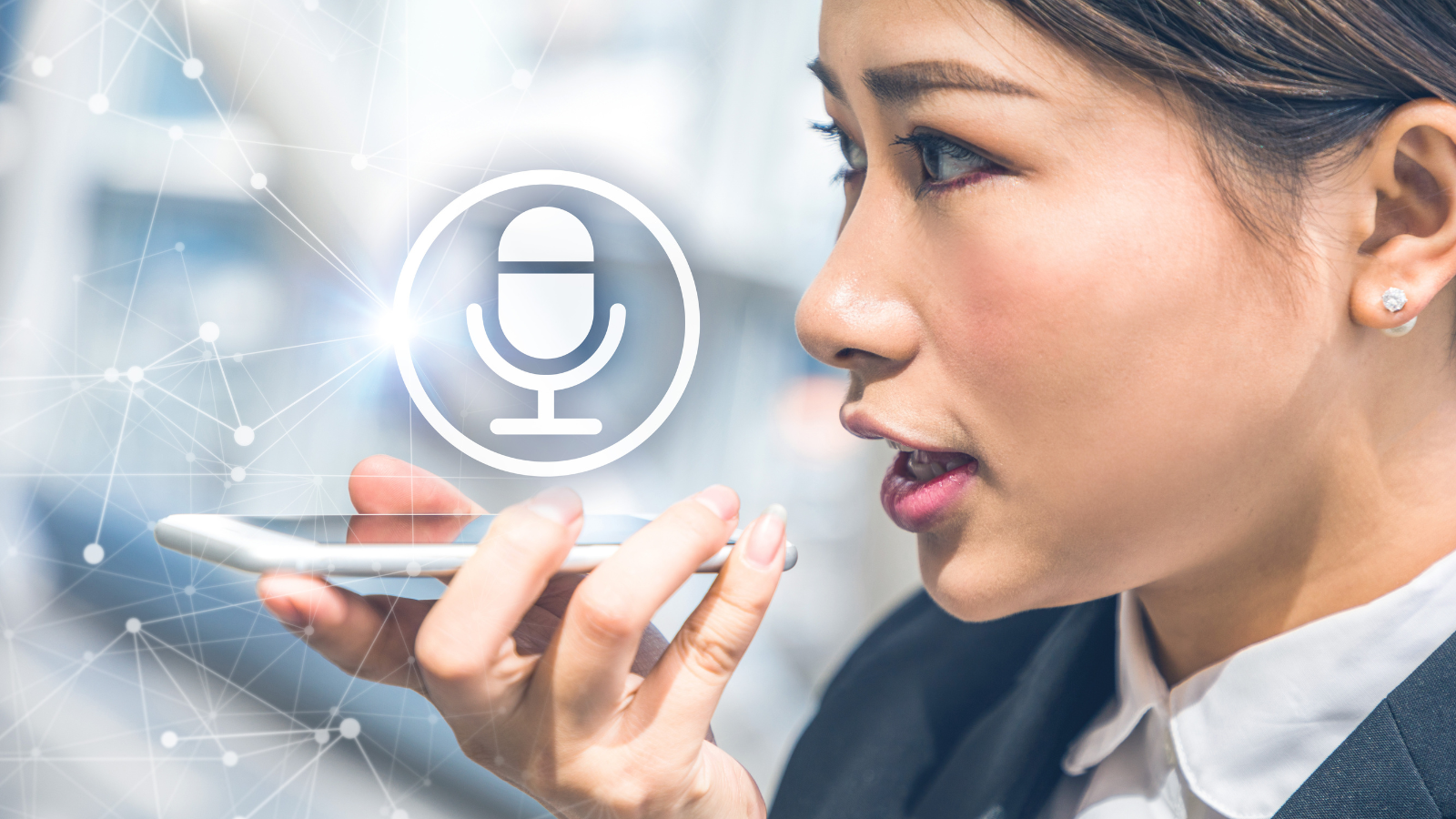Woman using voice SEO